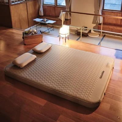 Naturehike Yugu C12 Comfort Automatic Inflatable Cushion With Inner Inflatable Pump - Beige Double (200*132*12)